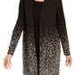 JM Collection Women's Ombre Jacquard Coatigan Black Size Petite S