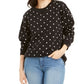 Karen Scott Women's Printed Fleece Sweatshirt Black Size PS/M