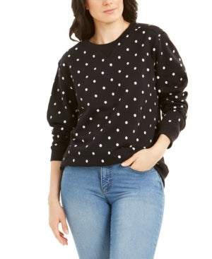 Karen Scott Women's Printed Fleece Sweatshirt Black Size PS/M