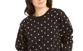 Karen Scott Women's Printed Fleece Sweatshirt Black Size PS/M
