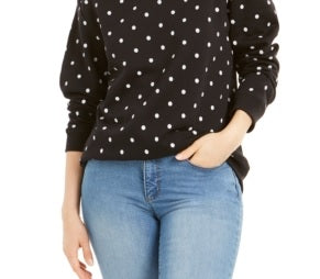 Karen Scott Women's Printed Fleece Sweatshirt Black Size PS/M