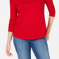 Style & Co Women's Long Sleeve Crewneck Top Red Size X-Large