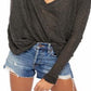 Free People Women's Ocean Air Hacci Top Black Size X-Large