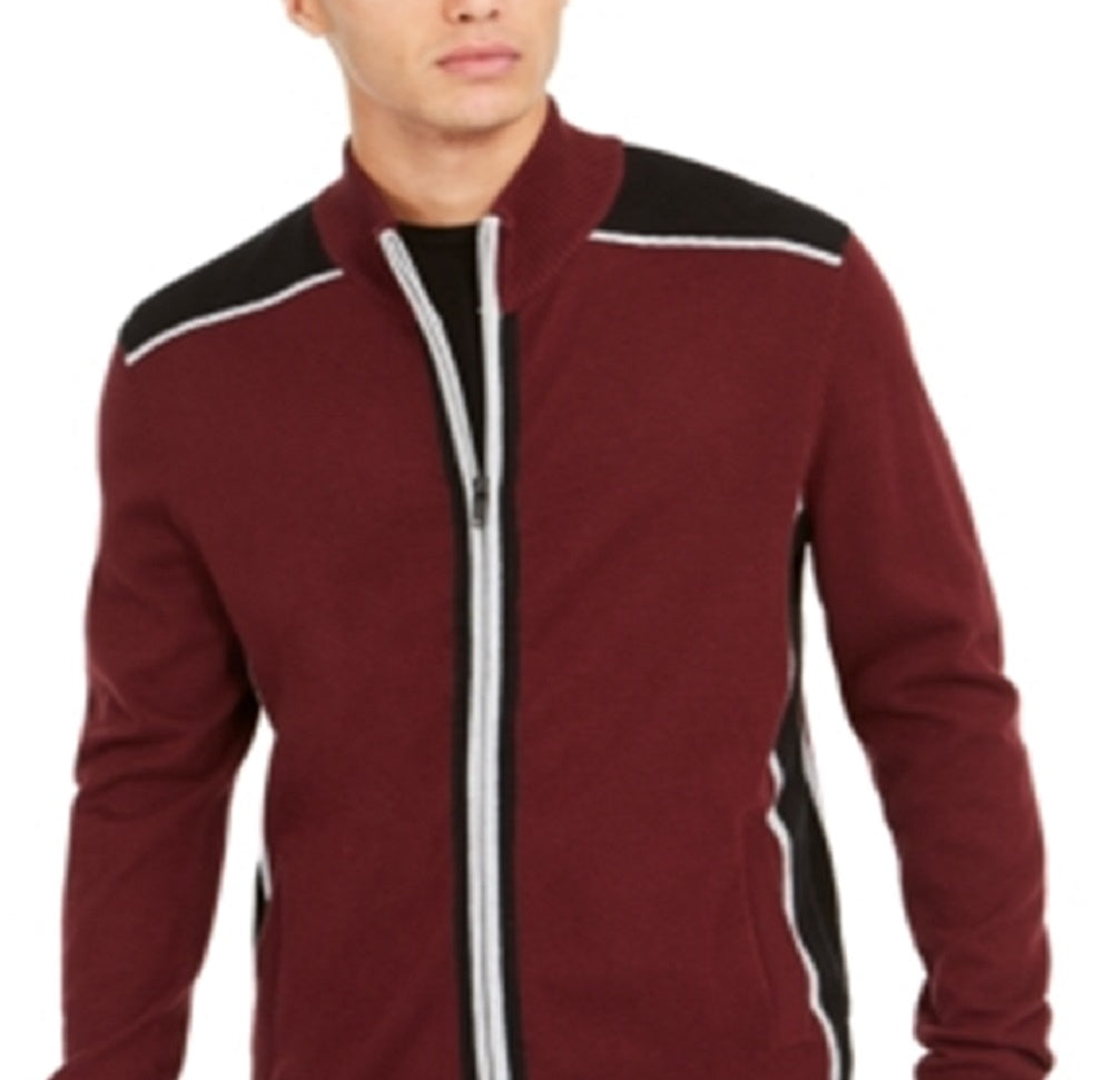 Alfani Men's Classic Fit Colorblocked Full Zip Cardigan Red Size X-Large