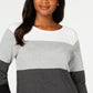 Karen Scott Women's Colorblocked Pullover Sweater Gray Combo Size Small