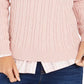Charter Club Women's Textured Embellished Patterned Long Sleeve Jewel Neck Sweater Pink Size X-Small
