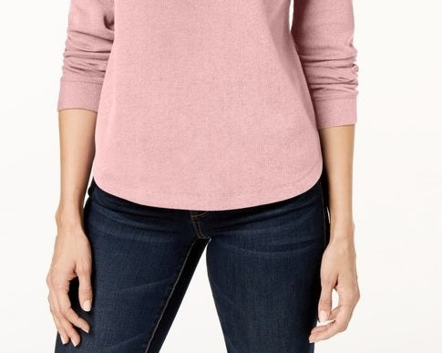 Karen Scott Women's Stand Collar Snap Front Top Pink Size PS