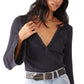 Free People Women's Give Me A Little Bell Sleeve Rib T-Shirt Black Size Small
