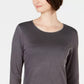 Karen Scott Women's Satin-Trim Scoop-Neck Top Black Size XX-Large