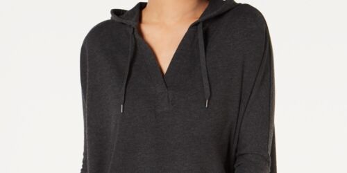 Style & Co Women's Hoodie 3/4 Sleeve Top Black Size Small