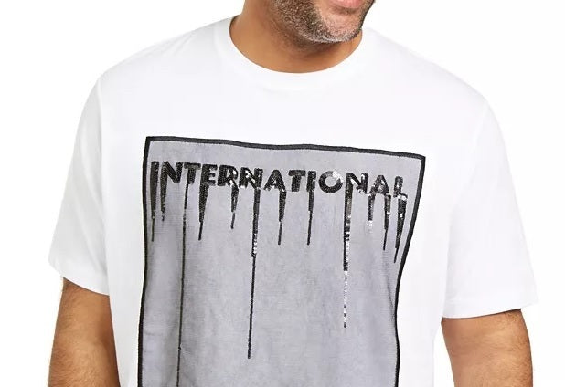 INC International Concepts Men's Embellished Crewneck Casual Shirt White Size 2XB