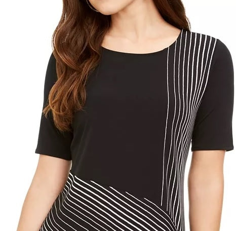 Alfani Women's Printed Asymmetrical Hem Top Black Size Medium