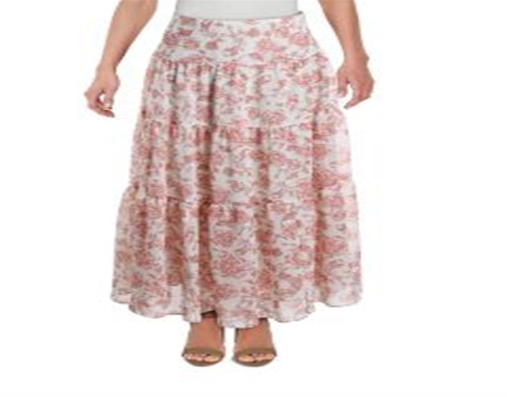 Ralph Lauren Women's Floral Ruffled Maxi Skirt White Size 14
