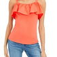 INC International Concepts Women's Ruffled Off The Shoulder Top Orange Size Medium