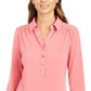 Charter Club Women's 3/4-Sleeve Polo Top Rose Size PXL