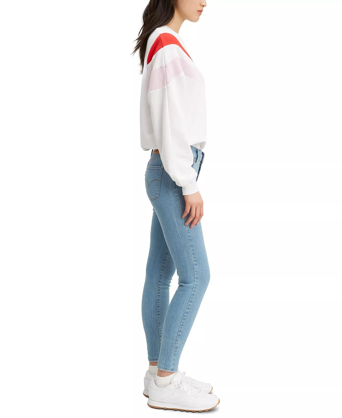Levi's Women's 710 Striped Super Skinny Jeans Blue Size 31x30