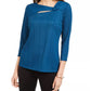 Alfani Women's Asymmetrical Printed Top Blue Size X-Large