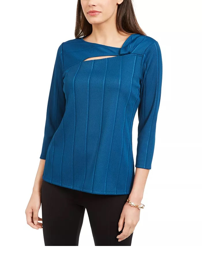 Alfani Women's Asymmetrical Printed Top Blue Size X-Large