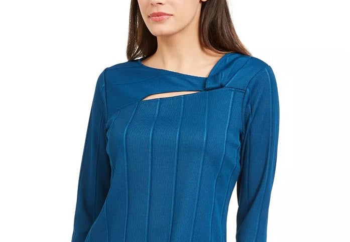 Alfani Women's Asymmetrical Printed Top Blue Size X-Large
