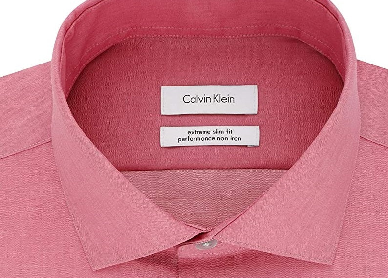 Calvin Klein Men's Slim Fit Dress Shirt Red Size L