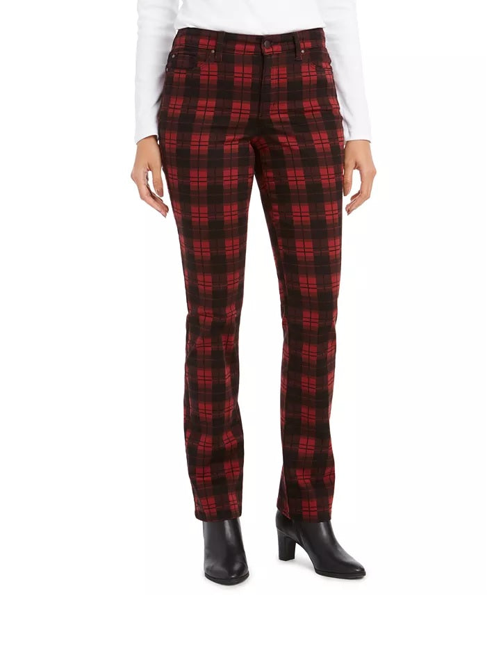 Charter Club Women's Plaid Lexington Jeans Black Size 8 Petite