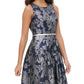 Tommy Hilfiger Women's Jacquard Fit & Flare Dress Blue Size 10