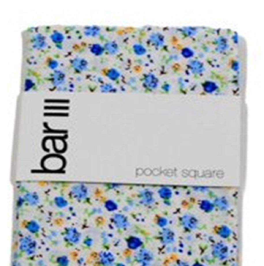 Bar III Men's Floral Cotton Pocket Square Blue Size Regular