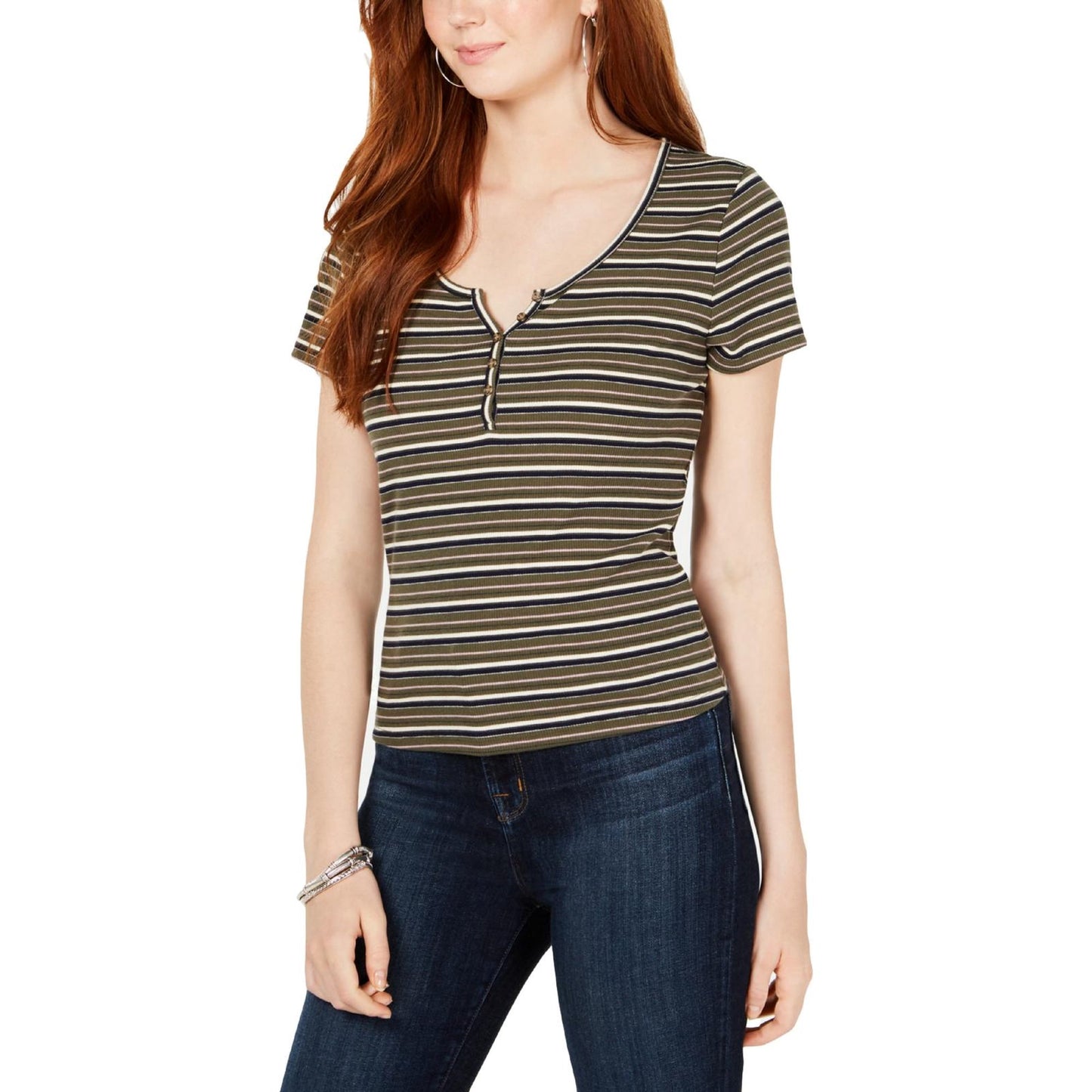 Hippie Rose Women's Juniors Knit Ribbed T-Shirt Black Size Small
