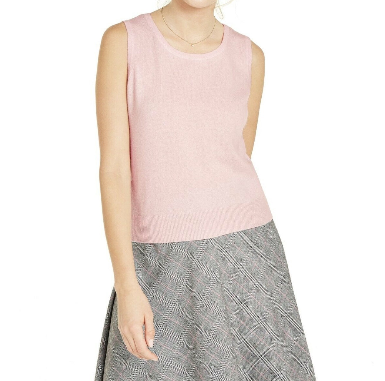 Charter Club Women's Sleeveless Crew Neck Sweater Pink Size Large