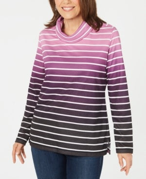 Karen Scott Women's Ombre Striped Top Pink Size Petite XL