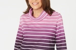 Karen Scott Women's Ombre Striped Top Pink Size Petite XL