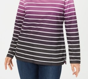 Karen Scott Women's Ombre Striped Top Pink Size Petite XL
