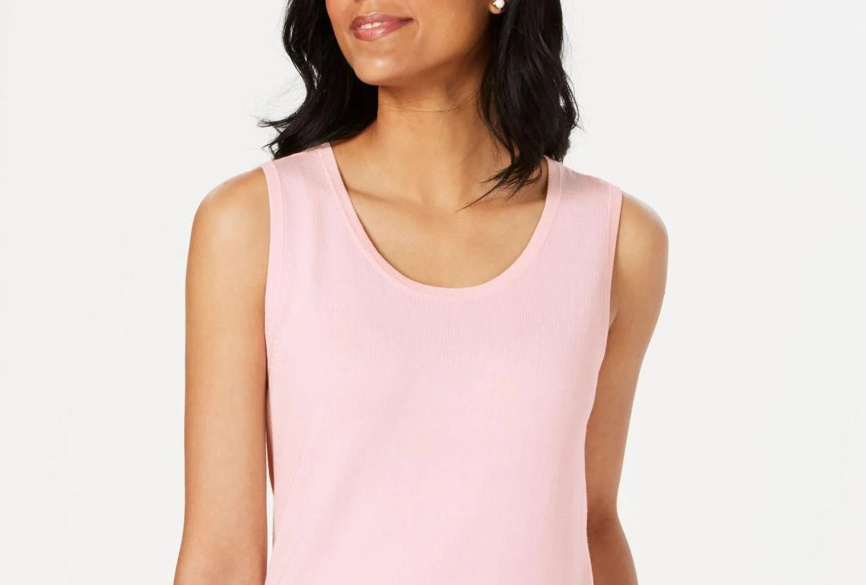 Charter Club Women's Sleeveless Crew Neck Sweater Pink Size X-Large