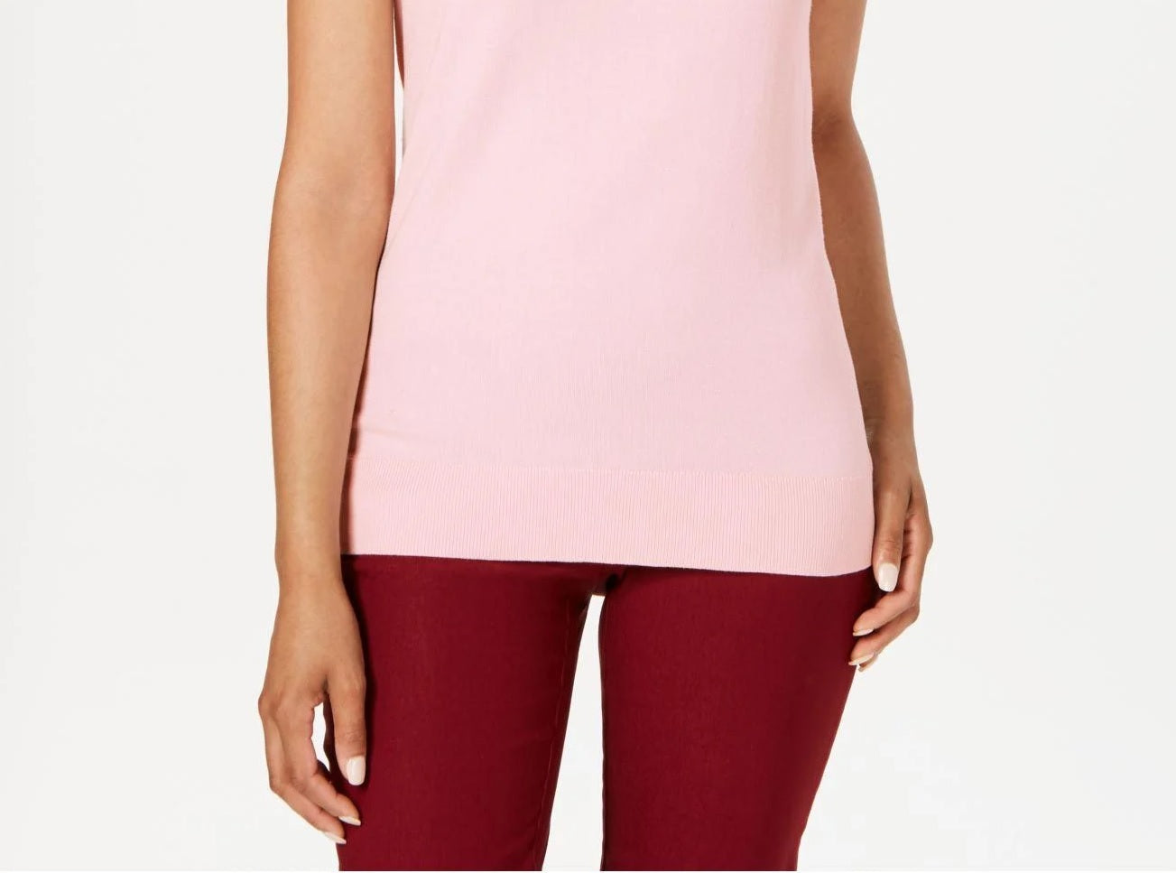 Charter Club Women's Sleeveless Crew Neck Sweater Pink Size X-Large