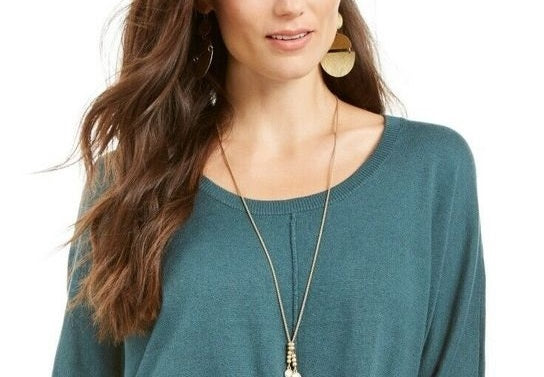 Style & Co Women's Tie Front Sweater Green Size X-Large