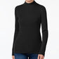 Karen Scott Women's Cotton Mock Neck Sweater Black/White Size Small