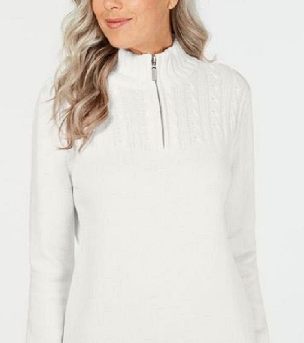 Karen Scott Women's Cotton Mock Neck Pullover White Size Petite L