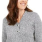 Karen Scott Women's Cotton Marled Henley Sweater Grey Size Small