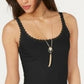 Style & Co Women's Lace Trim Tank Top Black Size PP