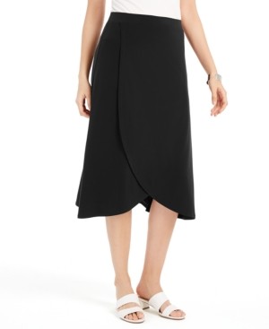 JM Collection Women's Solid Tulip Hem Skirt Black Size Small