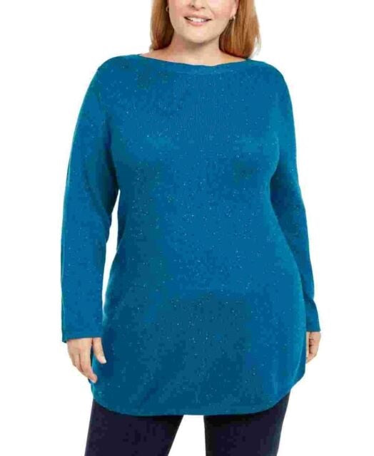 Karen Scott Women's Solid Curved Hem Tunic Green Size Medium