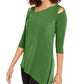 Alfani Women's Front Cutout Cold Shoulder Top Green Size Medium