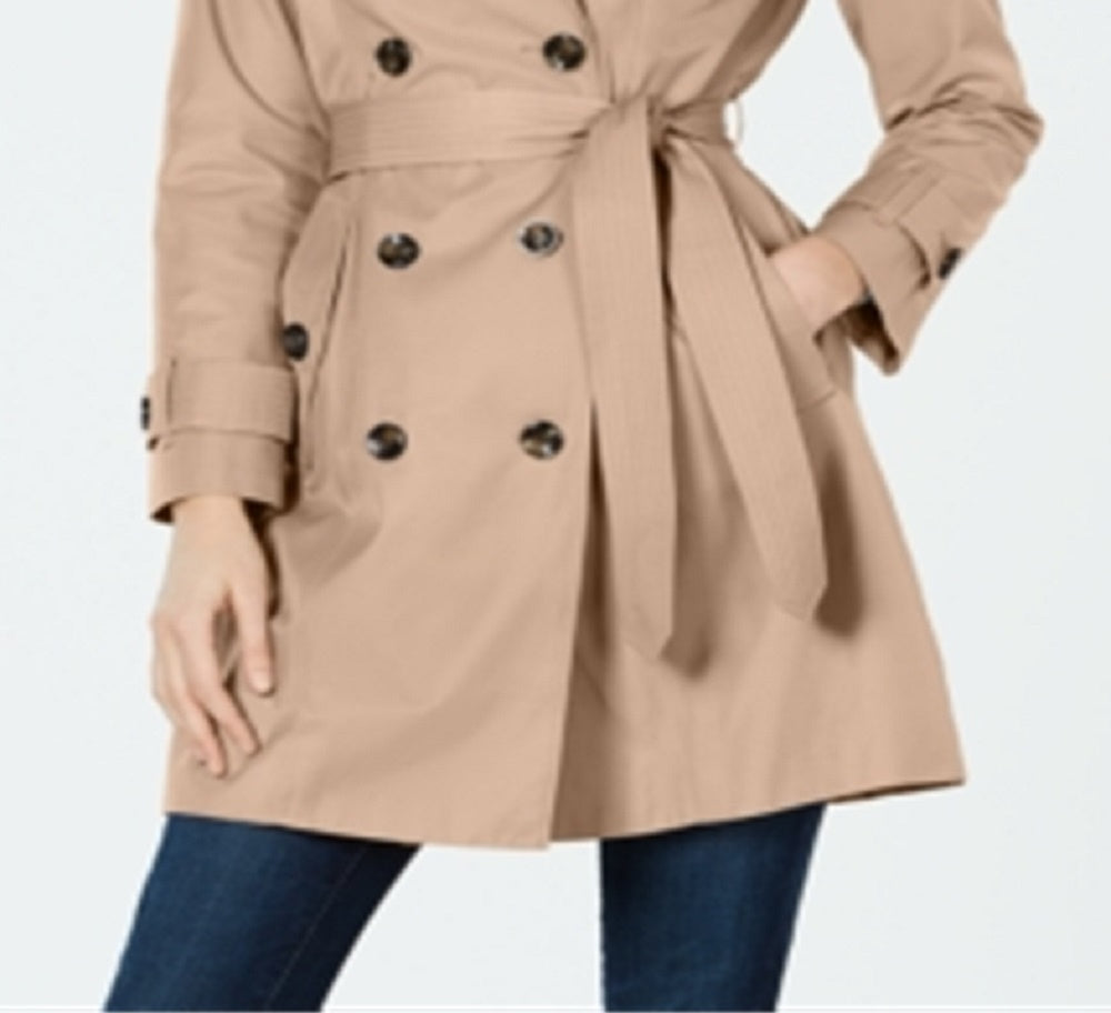 London Fog Women's Belted Double Breasted Trench Coat Brown Size Large