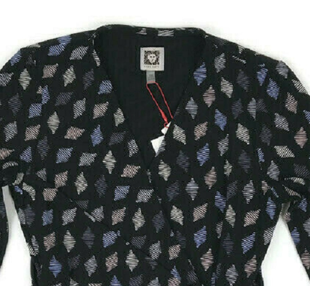 Anne Klein Women's Printed 3/4 Sleeve Wear To Work Top Gray Size XX-Small