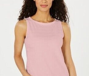 Charter Club Women's Textured Cotton Tank Top Pink Size X-Large