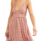 Free People Women's Adella Lace & Burnout Velvet Slipdress Pink Size Small
