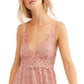 Free People Women's Adella Lace & Burnout Velvet Slipdress Pink Size Small