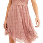 Free People Women's Adella Lace & Burnout Velvet Slipdress Pink Size Small