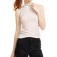 Planet Gold Juniors' Lurex Mock Neck Top Pink Size Medium