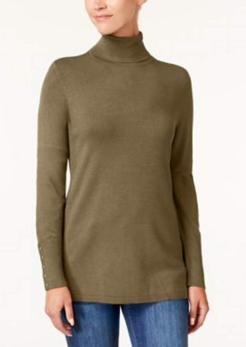 JM Collection Women's Petite Turtleneck Sweater Brown Size Petite Medium